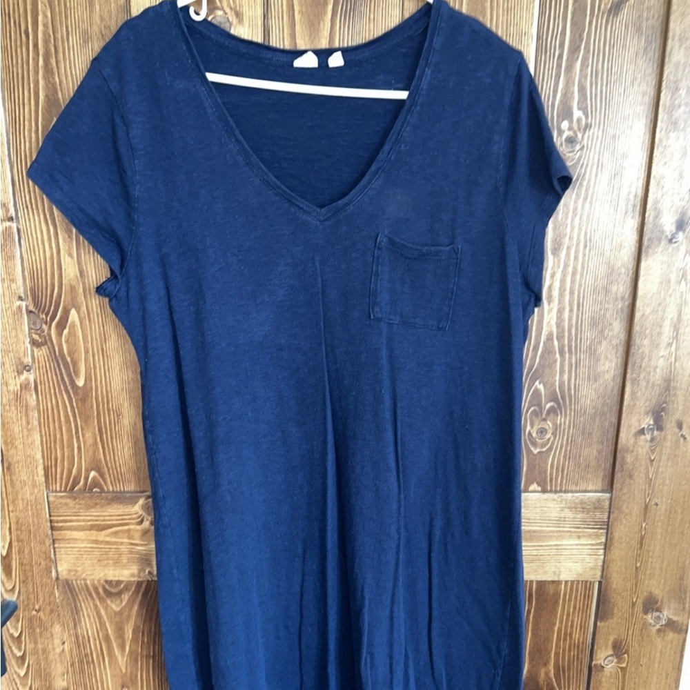 Gap Blue Tshirt Dress XL Round Neck Short Sleeves Armpit To Armpit 22” Length36”